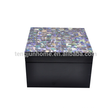 CPA-BPSBS Nueva Zelanda Paua Shell Caja de Joyería con Cuadrado de Pintura Negro